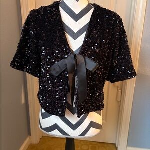 H&M Black Sequin Cape Jacket